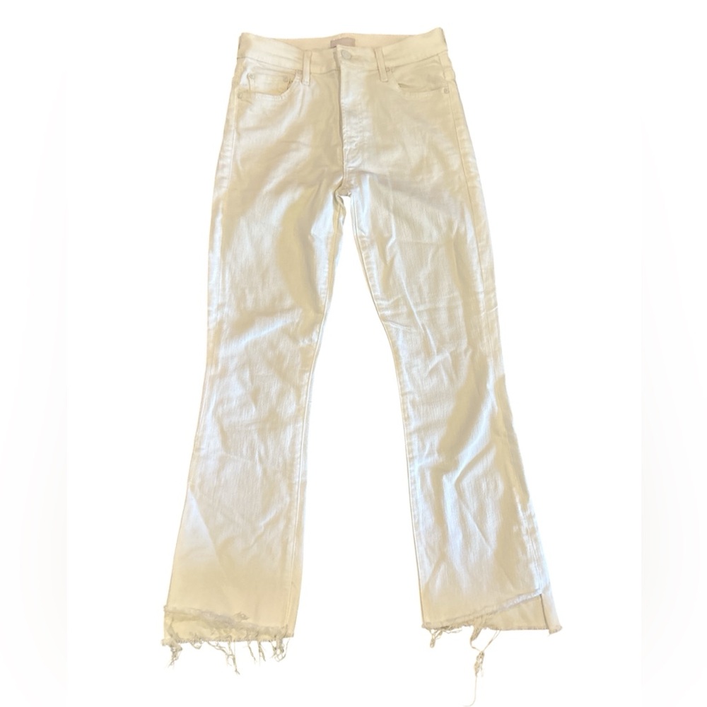 MOTHER Size 26 The Insider Crop Step Fray Jeans White EUC